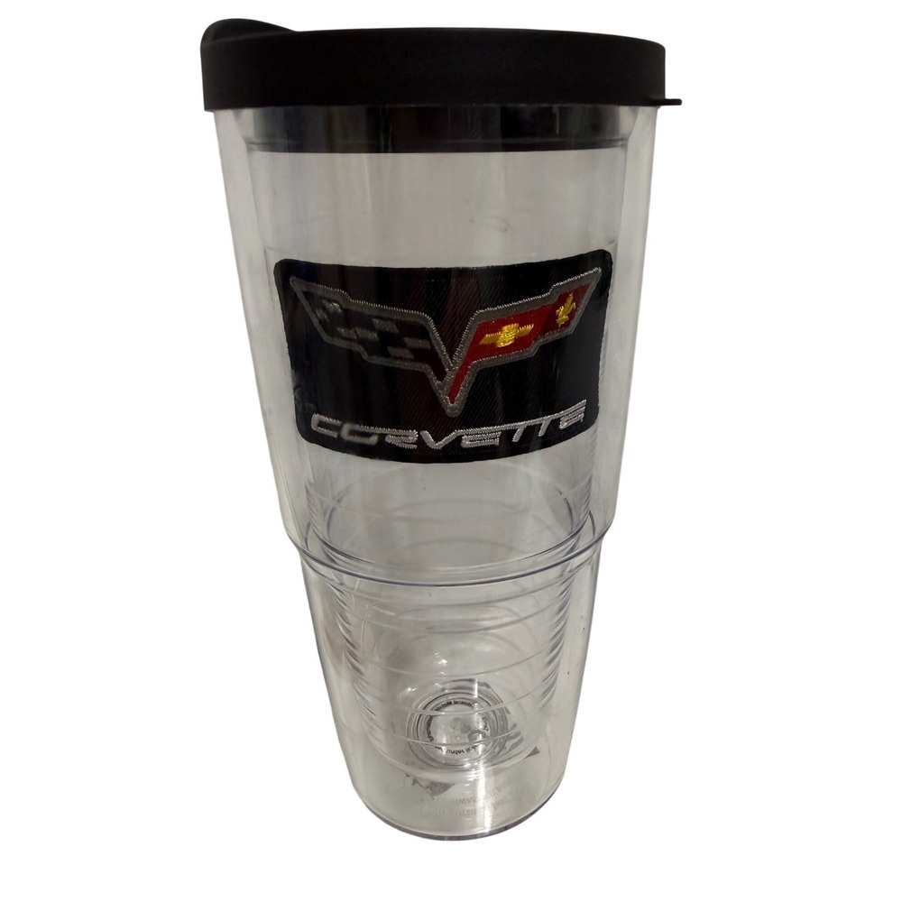 Tervis Corvette C6 Insulated Tumbler 24oz Clear‎ Travel Mug with Black Lid USA